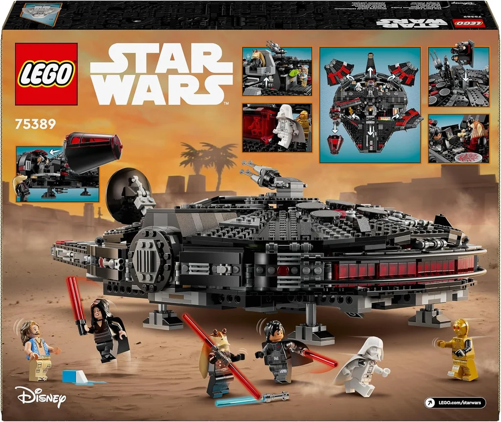 LEGO Star Wars 75389 doboz, rajta a Millennium Falcon és több minifigura