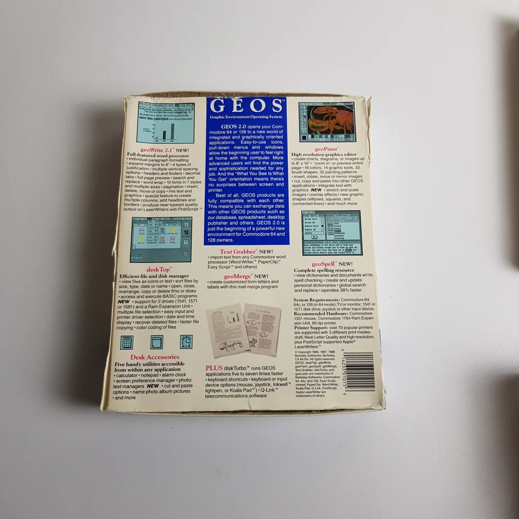 GEOS 2.0 doboz hátoldala részletes leírással